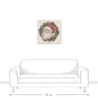 Vintage Santa Wreath Canvas Art Print