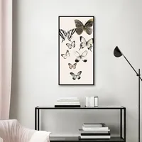 Neutral Butterflies Framed Canvas Art Print