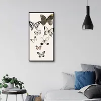 Neutral Butterflies Framed Canvas Art Print