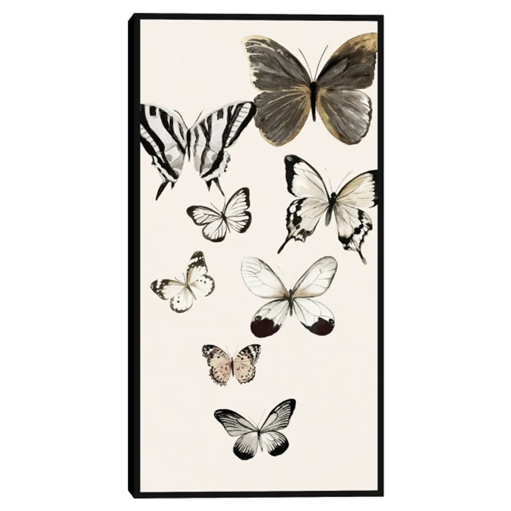 Neutral Butterflies Framed Canvas Art Print