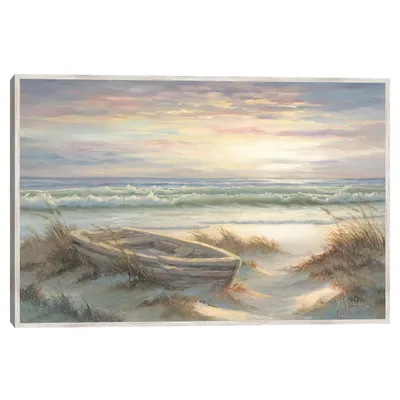 Old Rowboat on the Shore Framed Canvas Art Print