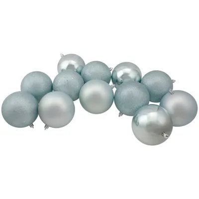 Light Blue Shatterproof Ball Ornaments, Set of 12