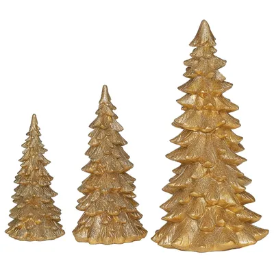 Gold Glitter Christmas Trees, Set of 3