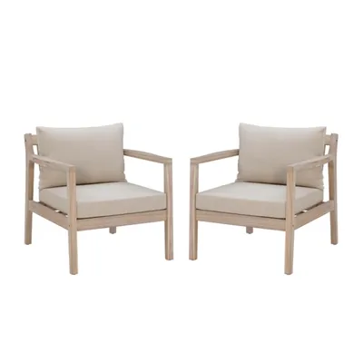 Natural Acacia Wood 2-pc. Outdoor Accent Chair Set