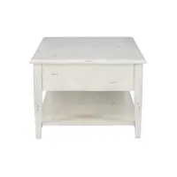 Distressed Cream Wood 3-Drawer Coffee Table