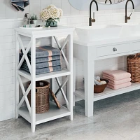 White Wood 2-Tier Storage Shelf