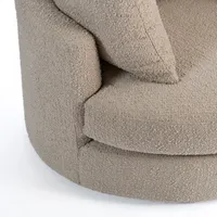 Round Sand Boucle Swivel Accent Chair
