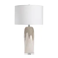 Ivory Ceramic Textured Base Table Lamp