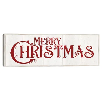 Vintage Merry Christmas Canvas Wall Plaque