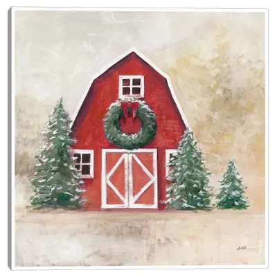 Merry Red Barn Framed Canvas Art Print