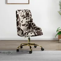 Brown and White Upholstered Cow Print Office Chair