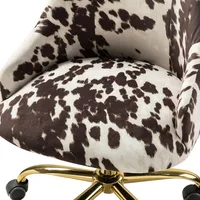Brown and White Upholstered Cow Print Office Chair