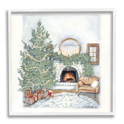 Cozy Christmas Fireplace Framed Art Print