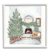 Cozy Christmas Fireplace Framed Art Print