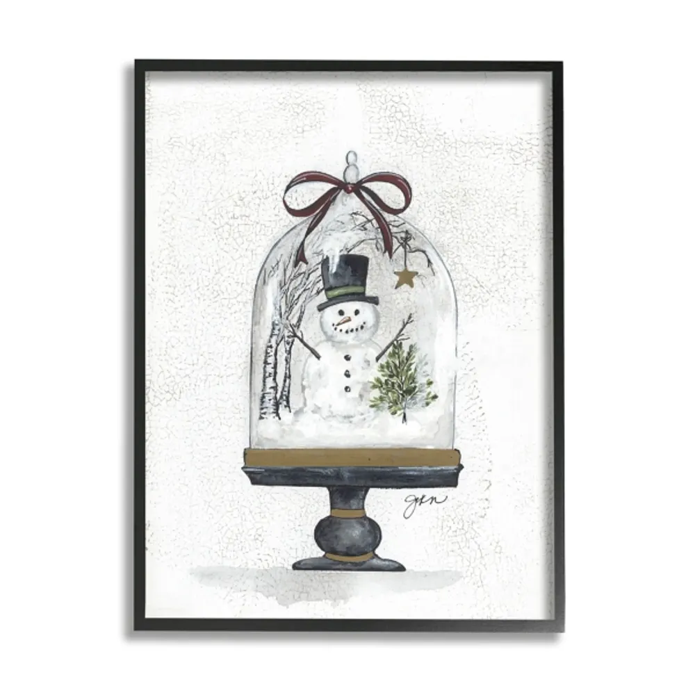 Snowman Cloche Framed Art Print