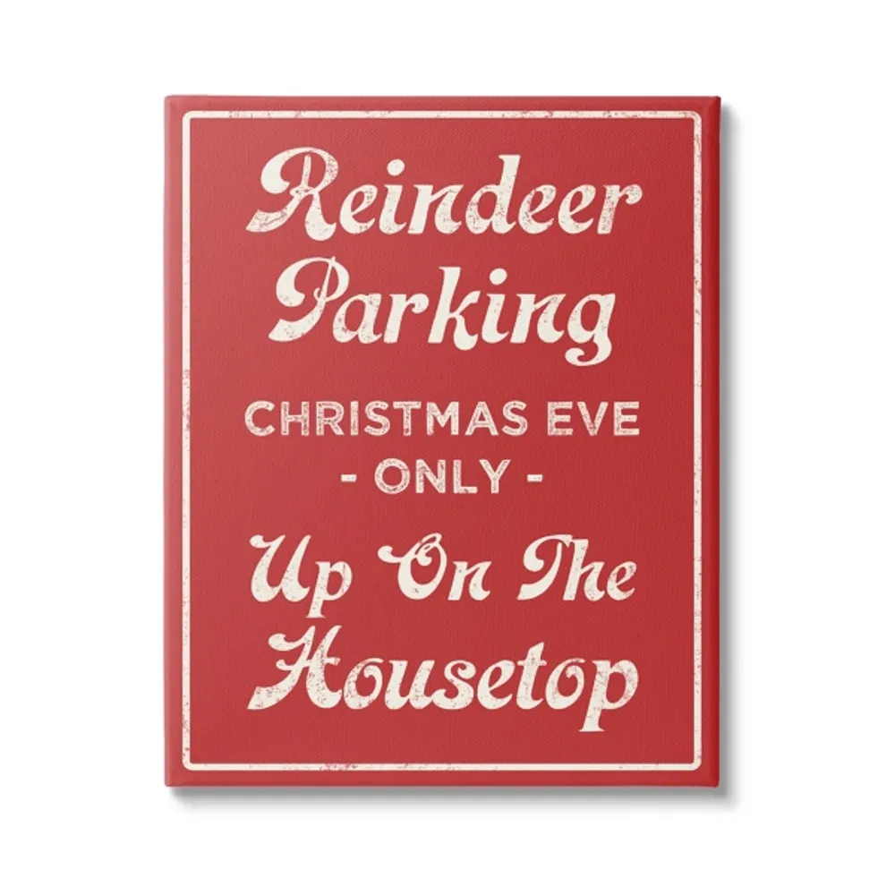 Reindeer Parking Canvas Wall Plaque
