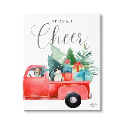 Spread Cheer Red Truck Canvas Wall Plaque