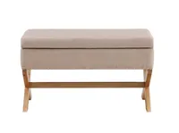 Beige Crossed Storage Ottoman