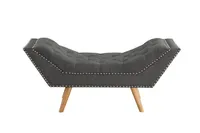 Gray Upholstered Tufted Button Curved Bench