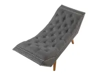 Gray Upholstered Tufted Button Curved Bench