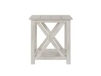 Antique Whitewashed Wood Rectangular Side Table