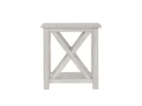 Antique Whitewashed Wood Square Side Table