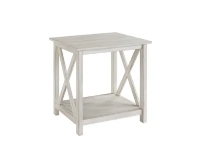 Antique Whitewashed Wood Square Side Table