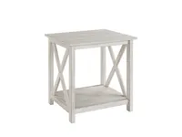 Antique Whitewashed Wood Square Side Table