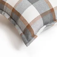 Gray and Brown Plaid Throw Pillow