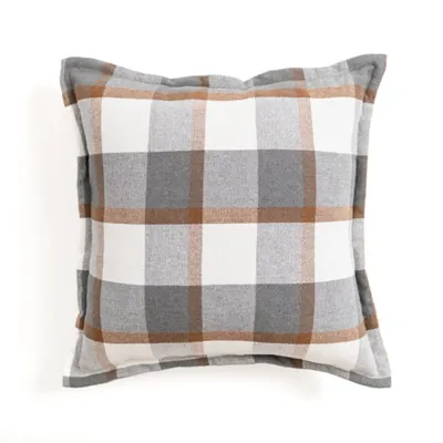 Gray and Brown Plaid Throw Pillow