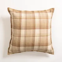 Tan and Cream Plaid Pillow