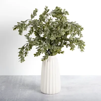 Mixed Greenery Arrangement in White Vase