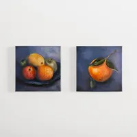 Rustic Fruits Canvas Art Prints, Set of 2