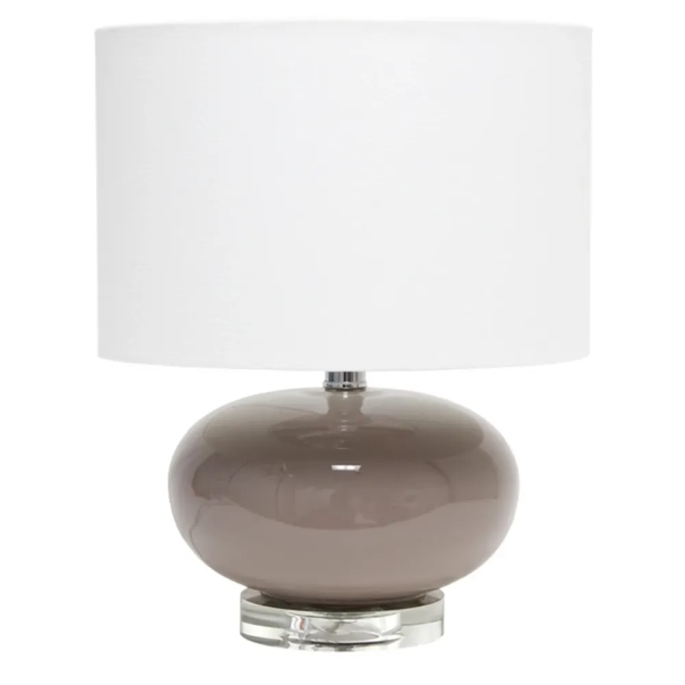 Brown Glass Short Oval Table Lamp