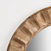 Round Natural Textured Wood Wall Mirror