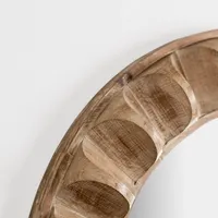 Round Natural Textured Wood Wall Mirror