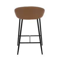 Brown Faux Leather Low Counter Stools, Set of 2