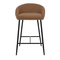 Brown Faux Leather Low Counter Stools, Set of 2