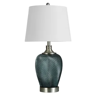 Dark Aqua Ribbed Swirl Table Lamp