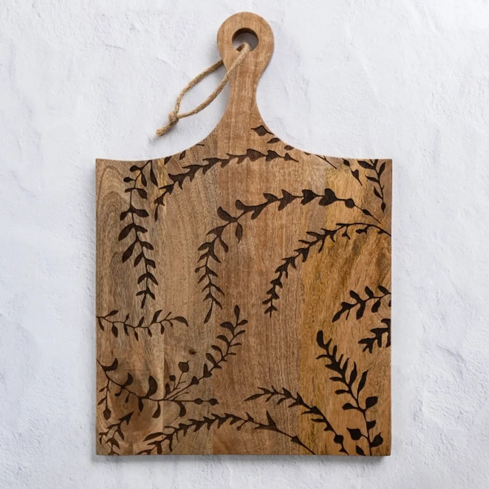 Mango Wood Etched Vine Serving Board