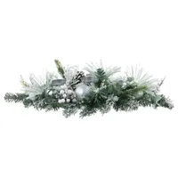 Flocked Pine and Ornament Candle Centerpiece