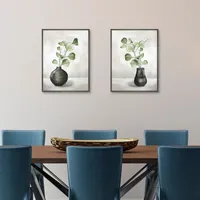 Quiet Zen Plant Framed Canvas Art Prints, Set of 2