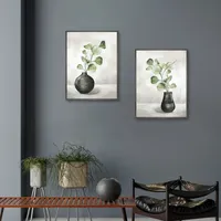 Quiet Zen Plant Framed Canvas Art Prints, Set of 2