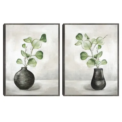 Quiet Zen Plant Framed Canvas Art Prints, Set of 2