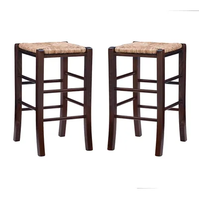 Brown Wood Grass Backless 2-pc. Counter Stool Set