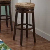 Dark Brown Seagrass Swivel Bar Stool