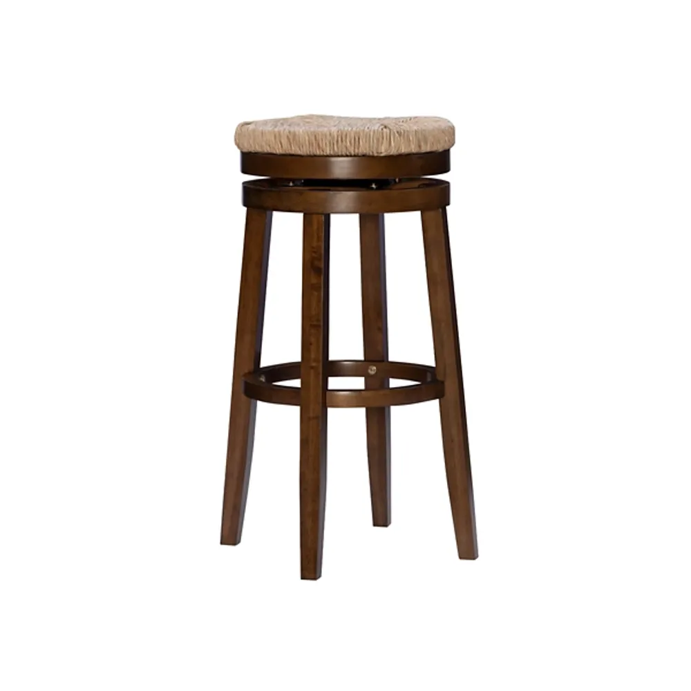 Dark Brown Seagrass Swivel Bar Stool