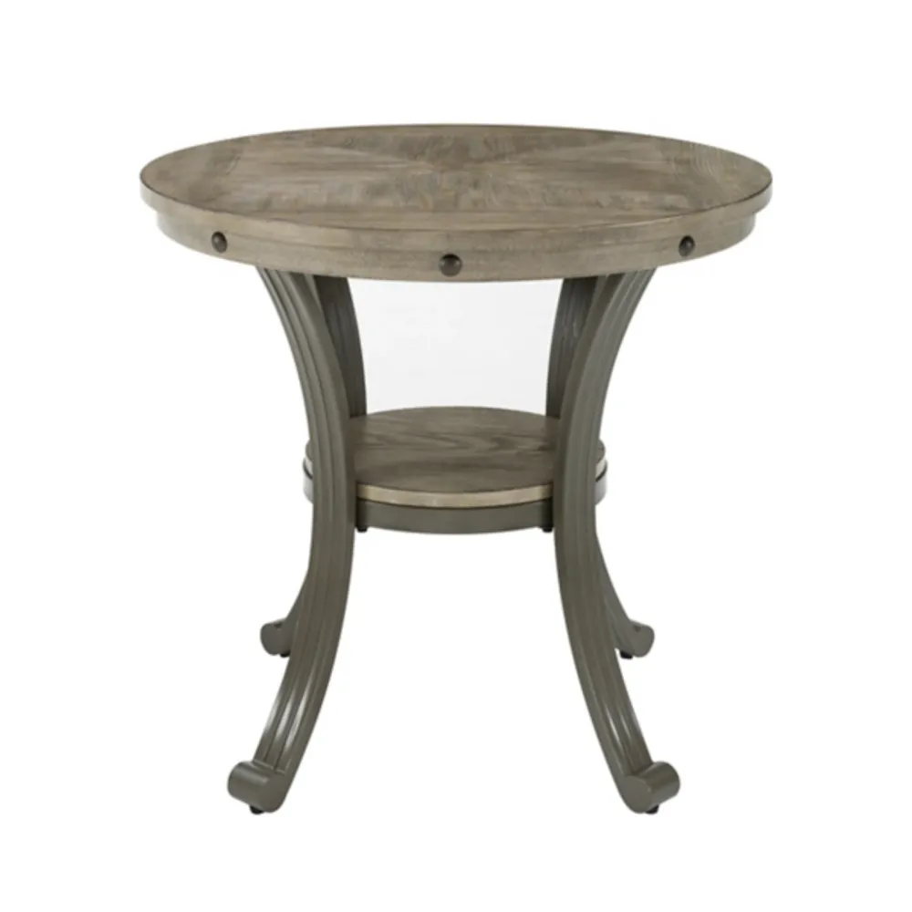 Ash Gray Round Nailhead Side Table