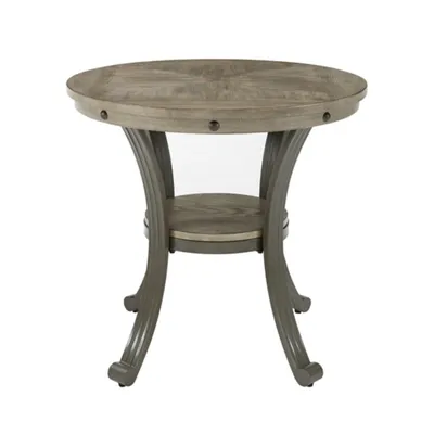 Ash Gray Round Nailhead Side Table