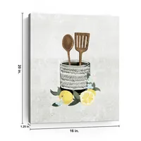 Lemon Kitchen Utensils Canvas Art Print